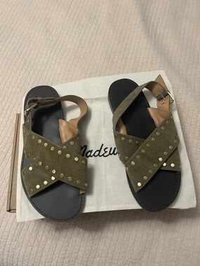 New, never worn Madewell suede studded sandals